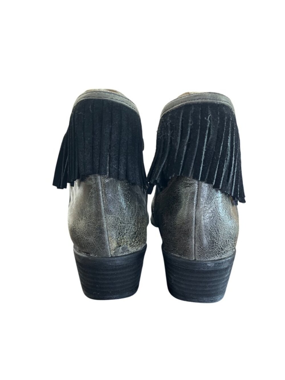Sterling River Ankle Boots Women Size 8.5 Fringe Leather Western Cowgirl Gray - Picture 5 of 9